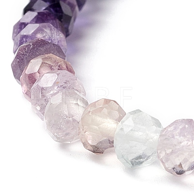 5mm Natural Fluorite Faceted Round Bead Stretch Bracelet for Girl Women BJEW-JB07116-1