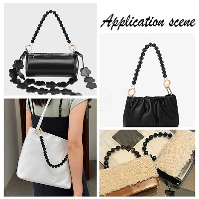 Black Plastic Imitation Pearl Round Beaded Bag Handles FIND-WH0127-22B-1