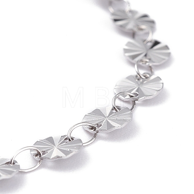304 Stainless Steel Flat Round Link Chain Bracelets BJEW-I295-10P-1