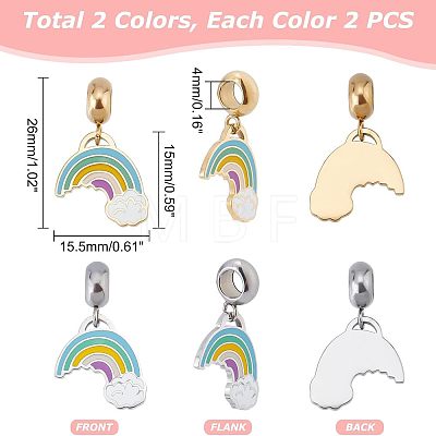 Unicraftale 4Pcs 2 Colors 304 Stainless Steel European Dangle Charms STAS-UN0034-28-1