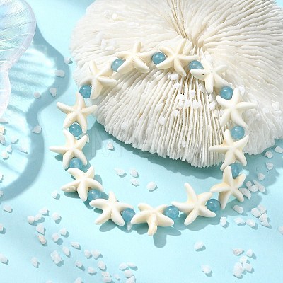 Natural White Jade & Synthetical Turquoise Beaded Bracelets for Women BJEW-JB13916-1