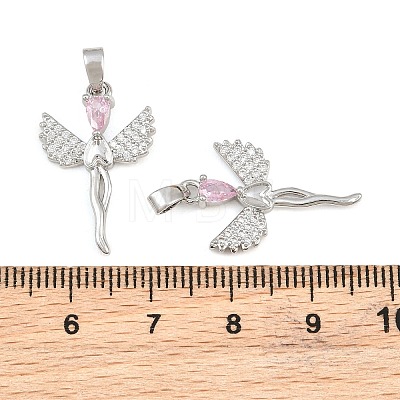 Brass Micro Pave Pink Cubic Zirconia Pendants CU-CBABDE1-10P-1
