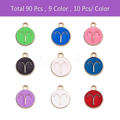 90Pcs 9 Colors Alloy Enamel Pendants ENAM-SZ0001-54D-1