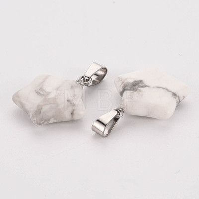 Star Natural Howlite Pendants G-Q367-18-1