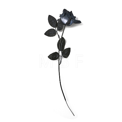 Plastic & Iron Artificial Gothic Rose Flower Stem with Black Leaves PL-CBAC0DE-01-1