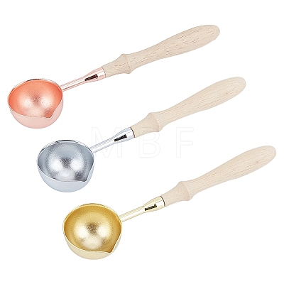 CRASPIRE 3Pcs 3 Colors Brass Handle Wax Sealing Stamp Melting Spoon TOOL-CP0001-25-1