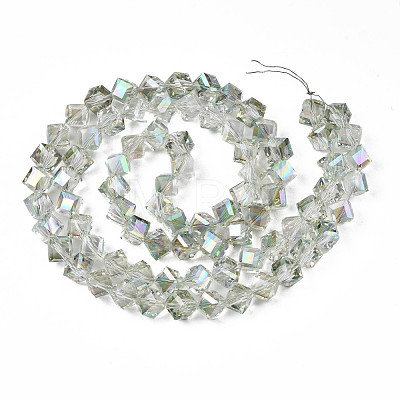 Electroplate Transparent Glass Beads Strands EGLA-N002-29-C03-1