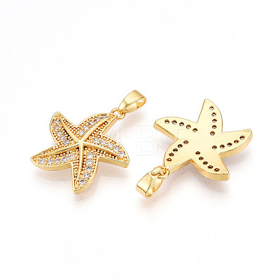 Brass Micro Pave Cubic Zirconia Pendants KK-T070-86G-1