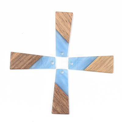 Opaque Resin & Walnut Wood Pendants RESI-S389-040A-C-1