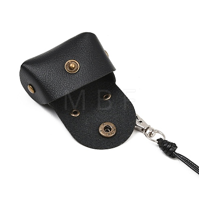 Mini PU Leather Headphone Bag Hanging Neck Pouches NJEW-G198-01B-1