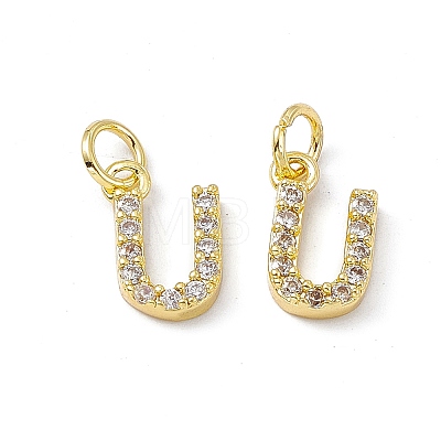 Real 18K Gold Plated Brass Micro Pave Clear Cubic Zirconia Charms KK-E068-VB452-U-1