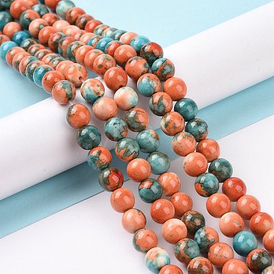 Synthetic Ocean White Jade Round Bead Strands G-M165-4mm-04-1