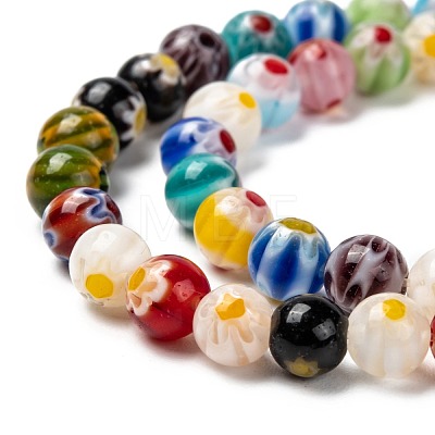 Round Handmade Millefiori Glass Beads Strands LK-R004-81-1