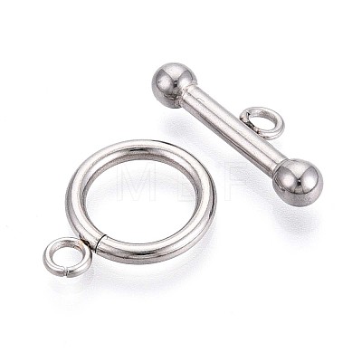 Non-Tarnish 304 Stainless Steel Ring Toggle Clasps STAS-A092-09I-P-1