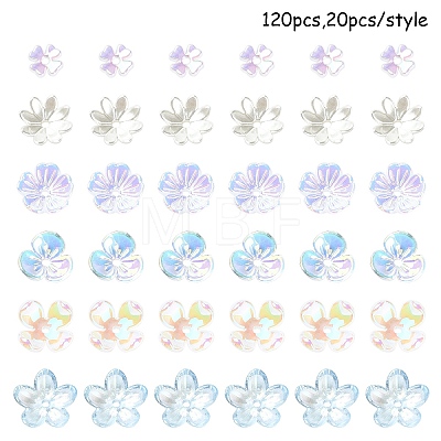 120Pcs 6 Styles Mixed Styles Acrylic Bead Caps SACR-YW0001-65-1