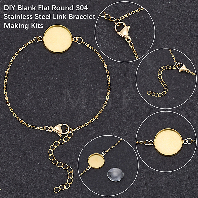 10Pcs 2 Colors 304 Stainless Steel Round Cabochon Setting Bracelets BJEW-SP0001-30-1