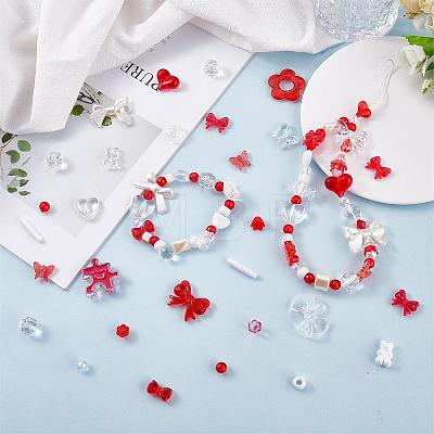 150 Pieces Random Rose Acrylic Beads Bear Pastel Spacer Beads Butterfly Loose Beads for Jewelry Keychain Phone Lanyard Making X-JX543H-1