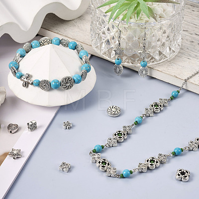  120Pcs 12 Styles Tibetan Style Alloy Beads TIBE-TA0001-28-1