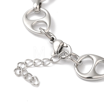 304 Stainless Steel Hollow Teardrop Link Chain Bracelets for Women BJEW-B092-07P-1