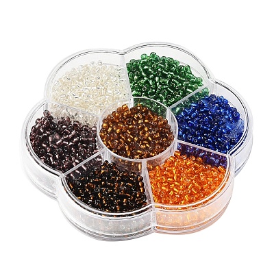 7 Colors Glass Round Seed Beads SEED-YW0001-24B-02-1