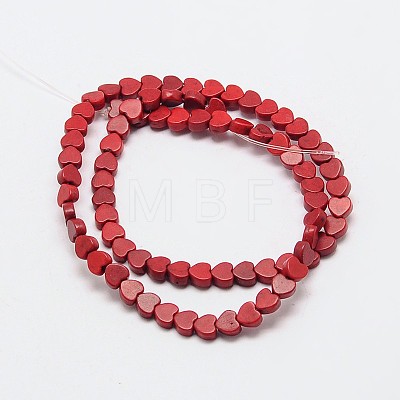 Dyed Synthetical Turquoise Heart Bead Strand G-P083-88D-1