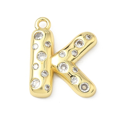 Brass Micro Pave Clear Cubic Zirconia Pendants KK-I476-02G-K-1