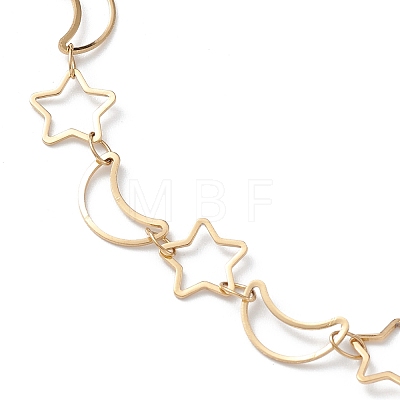 Ion Plating(IP) 304 Stainless Steel Star & Moon Link Chain Anklets for Men Women STAS-B039-15G-1