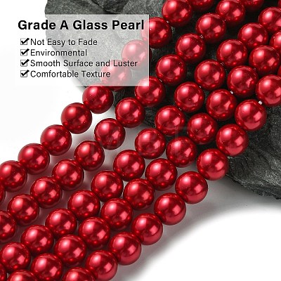 Eco-Friendly Glass Pearl Beads Strands HY-A008-8mm-RB084-1