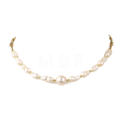 Natural Baroque Keshi Pearl Peanut Graduated Beaded Necklaces for Women NJEW-JN06489-1