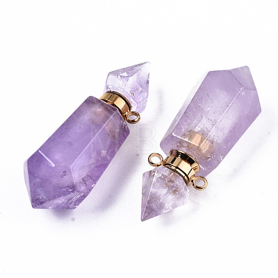 Faceted Natural Amethyst Pendants G-T131-15G-1