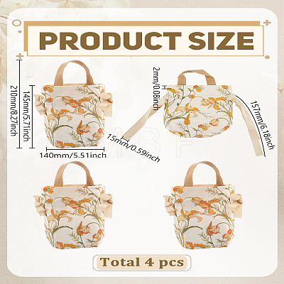 Floral Printed Cloth Candy Gift Packaging Candy Bags with Handles ABAG-WH0032-82A-1