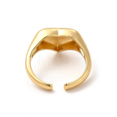 Rack Plating Brass Heart Open Cuff Rings for Women RJEW-C050-03G-1