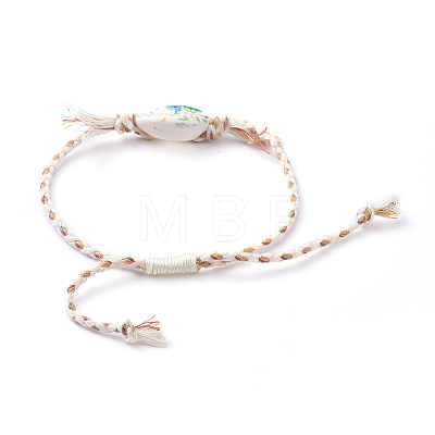 Printed Cowrie Shell Beads Braided Bead Bracelets SH-CJA99F-1