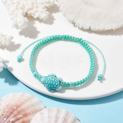 Porcelain Tortoise Braided Bead Bracelets BJEW-JB10058-03-1