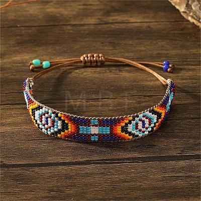 Bohemian Style Geometric Glass Seed Bead Handmade Bracelet for Women HL6362-7-1