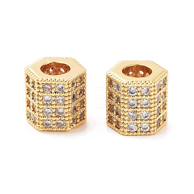 Column Brass Micro Pave Clear Cubic Zirconia Beads KK-S394-05D-1