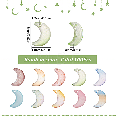100Pcs Gradient Color Glass Pendants GLAA-SC0001-74-1