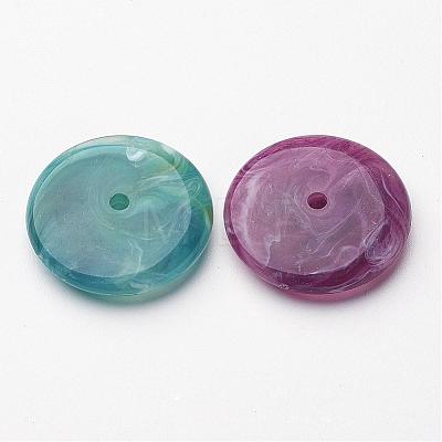 Flat Round Imitation Gemstone Acrylic Beads X-OACR-R040-M-1