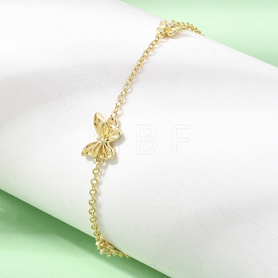 Brass Butterfly Link Bracelets KK-CBAFF9E-01G-1