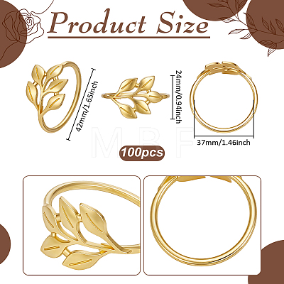 100Pcs Leaf Alloy Napkin Rings AJEW-UN0005-50-1