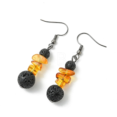 3 Pairs 3 Styles Natural Gemstone Beaded Dangle Earrings EJEW-JE07091-1