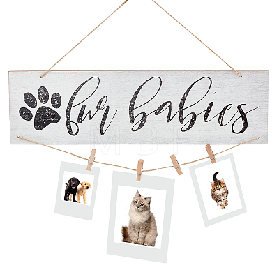 Wooden Paw Print Hanging Sign AJEW-WH0188-49A-1