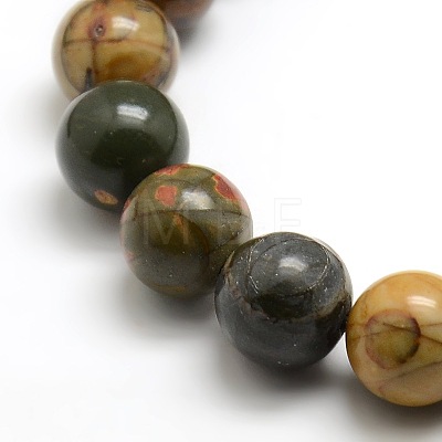 Round Natural Picasso Beads Strands G-P062-64-1