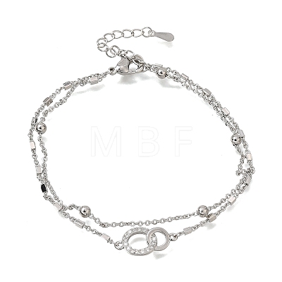Brass Ring Link 2-Strand Bracelets KK-CBA103C-01P-1