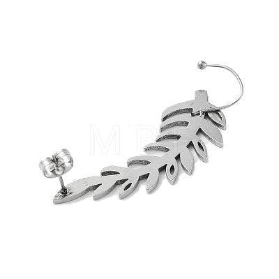 304 Stainless Steel Cuff Earrings for Girl Women Gift EJEW-B042-04P-B-1