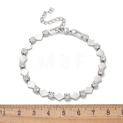 304 Stainless Steel Rhinestone Cup Chain Bracelets for Women BJEW-F488-26G-P-1