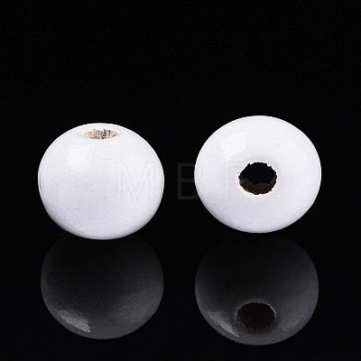 Spray Painted Round Natural Schima Wood Beads WOOD-A018-8mm-30-1