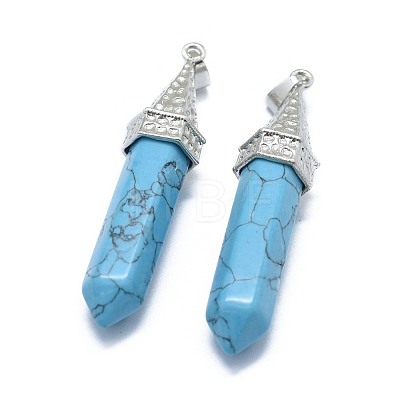 Synthetic Turquoise Pointed Pendants G-G795-01P-03-1