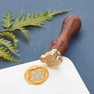 Brass Wax Seal Stamp AJEW-WH0192-028-1