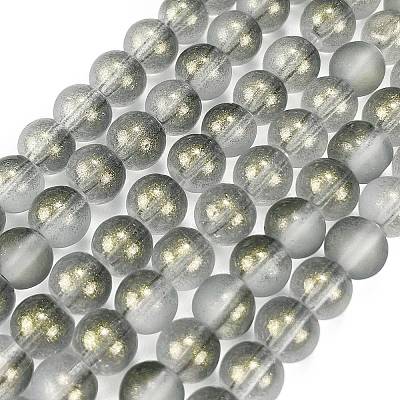 Frosted Transparent Glass Bead Strands GLAA-P065-6mm-12-1